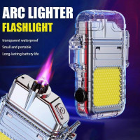 BLUE Waterproof Electronic Arc Plasma Lighter With Flashlight