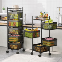 5 Layer (Square) Full Metal Fruit/Vegetable Rack (Black)