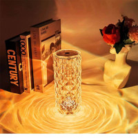 Crystal Table LED Lamp Diamond Rose Night Light Touch Atmosphere Bedside Bar USB